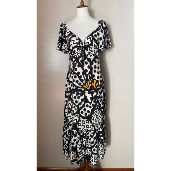 NWT ANTHROPOLOGIE Farm Rio Flutter-Sleeved Maxi Dress - Picture 3 of 9